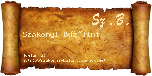 Szakonyi Bálint névjegykártya