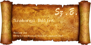 Szakonyi Bálint névjegykártya
